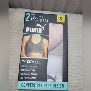 Puma Seamless Sports Bra 2-Pack - Light Pink and White Size S New